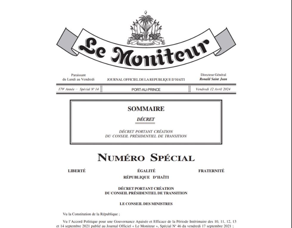 La Communauté internationale salue la publication du décret portant création du Conseil présidentiel